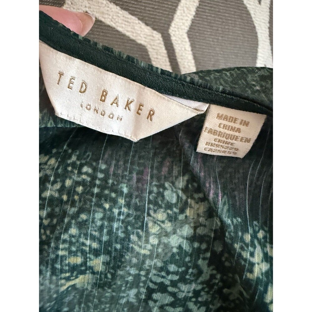 Ted Baker Green Floral-print Chiffon Mini Dress - Picture 7 of 10